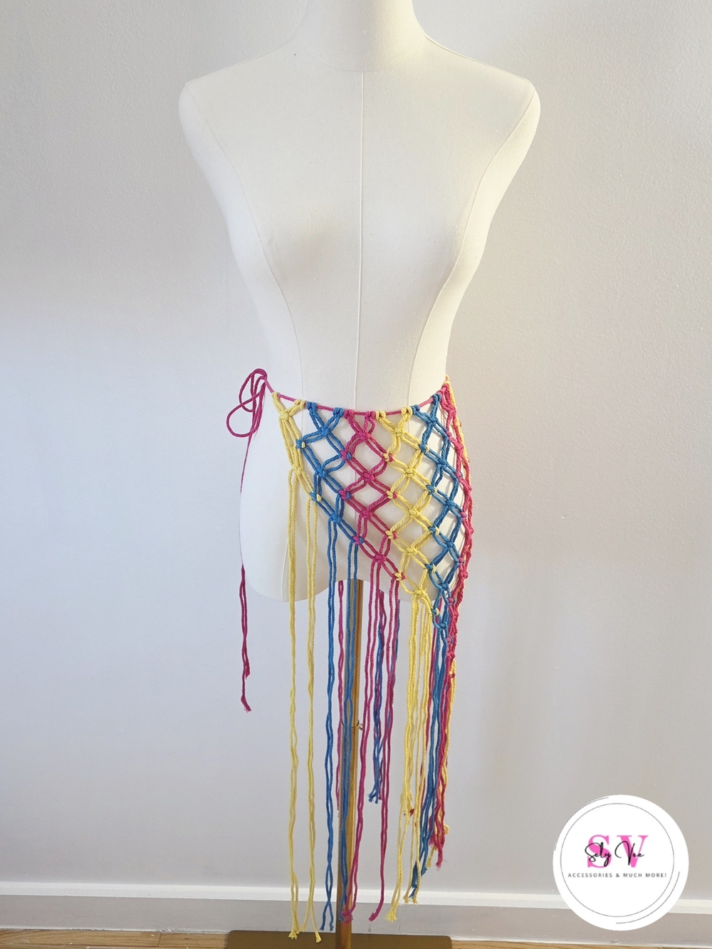 Pink, Blue & Yellow crochet cover up